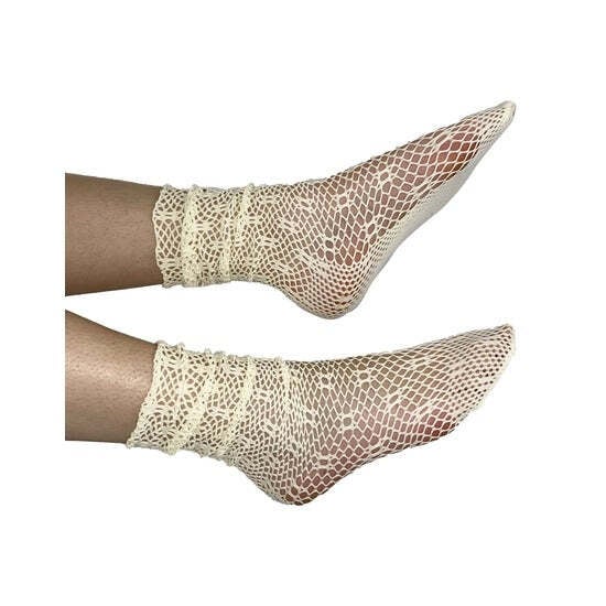 White fishnet ankle shop socks