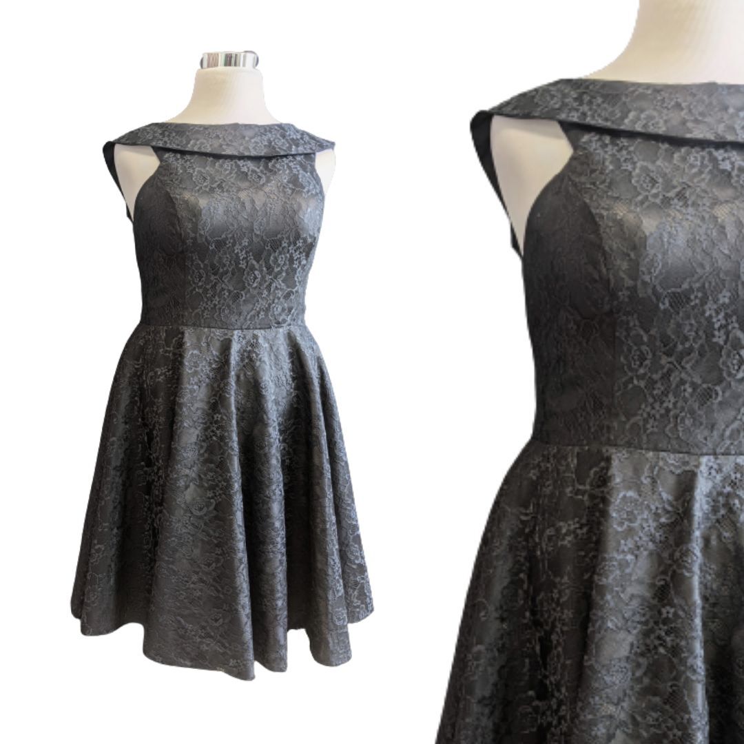 50s Style Black Lace Evening Dress size 2X Ultratwist Vintage